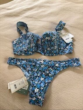 Bravissimo Blue Floral Two-Piece Bikini Set